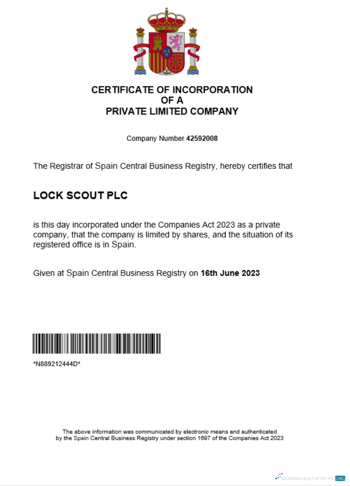 Download Spain business registration certificate Word and PDF template Photoshop template